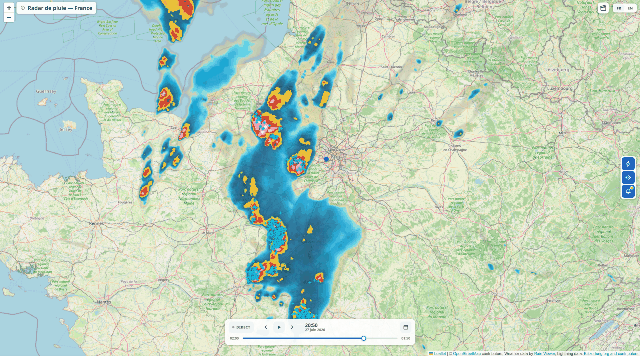 RainRadar sur desktop